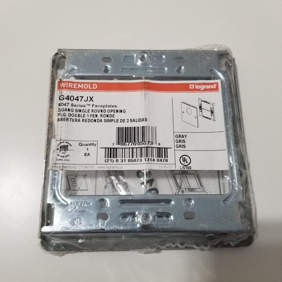 NWT WIREMOLD G4047JX Single Two Gang Sover,Gray,Steel - Picture 3 of 6